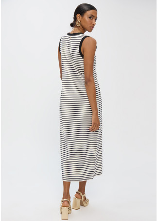Striped Dress with Contrast Rib