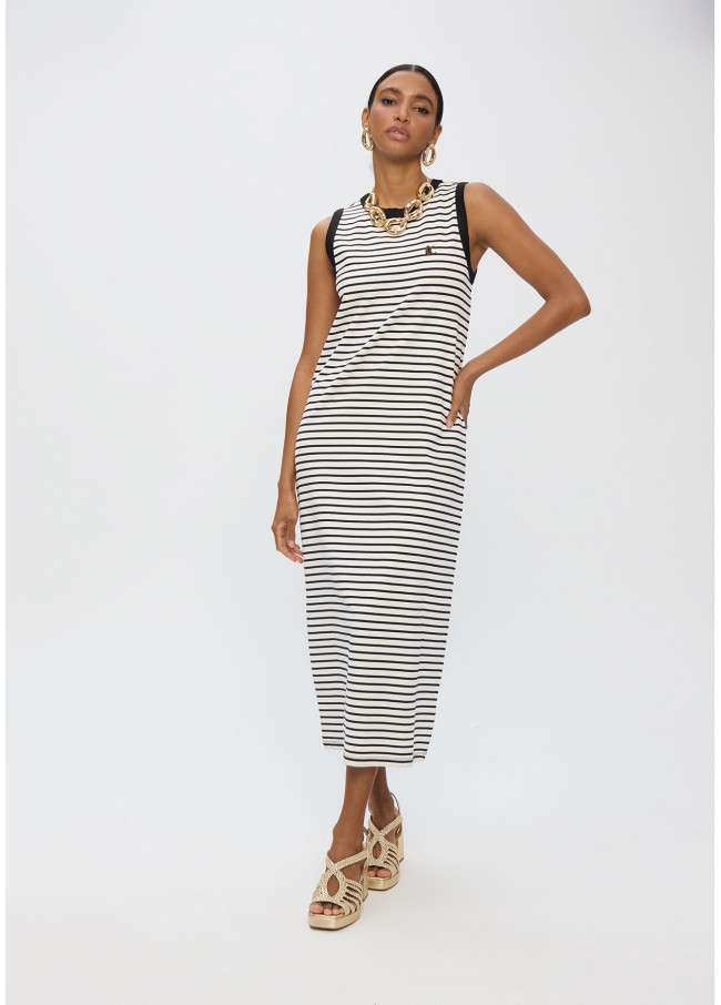 Striped Dress with Contrast Rib