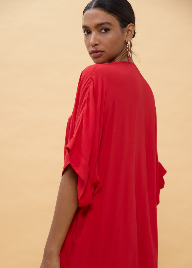 Vestido Midi de Linho Amarrado