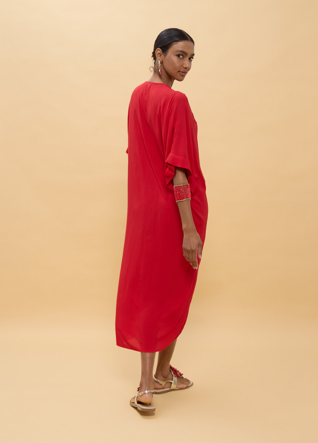 Knotted Linen Midi Dress