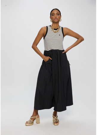 Bimaterial Gestreiftes Kleid