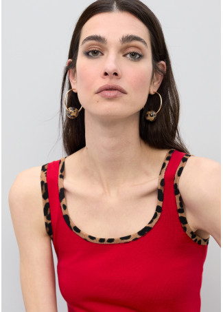 Top con Contrasto Rib Animalier