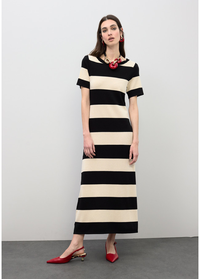 Bicolor Striped Knit Dress