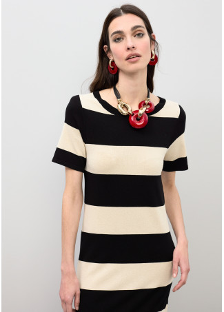 Bicolor Gestreiftes Strickkleid