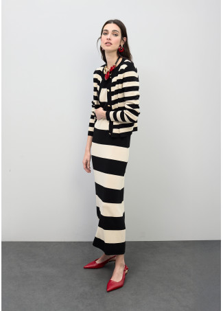 Bicolor Striped Knit Dress
