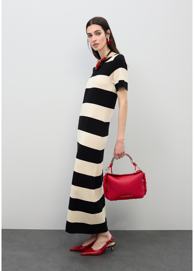 Bicolor Gestreiftes Strickkleid