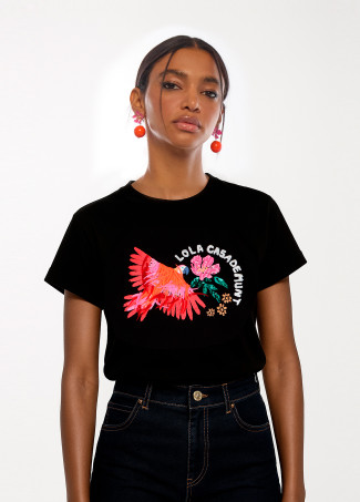 Camiseta loro con plumas