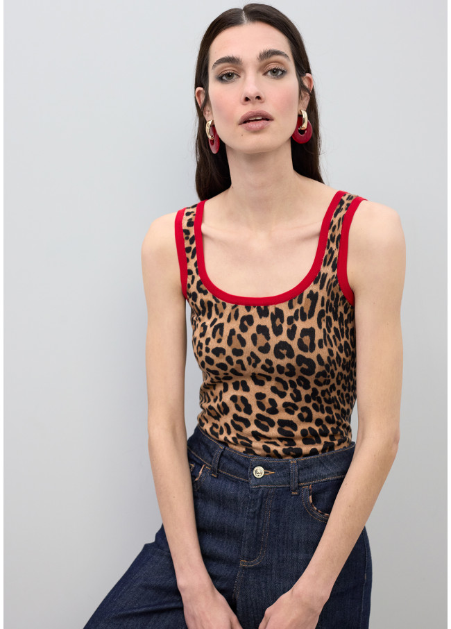 Top com Rib Contrastante Vermelho