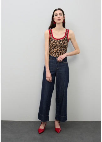 Top com Rib Contrastante Vermelho