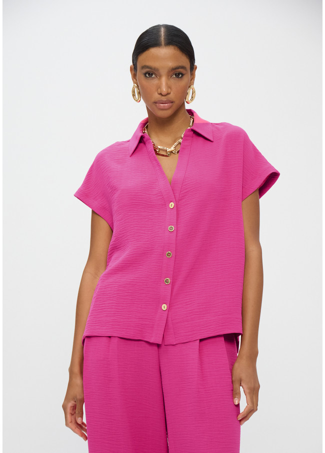 Camisa manga corta tejido crinkle