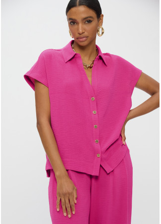 Chemise à Manches Courtes Tissu Froissé