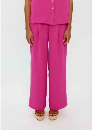 Pantaloni dritti in tessuto increspato