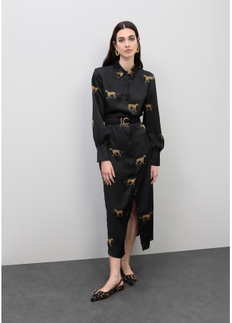 Robe Satinée Imprimé Léopard
