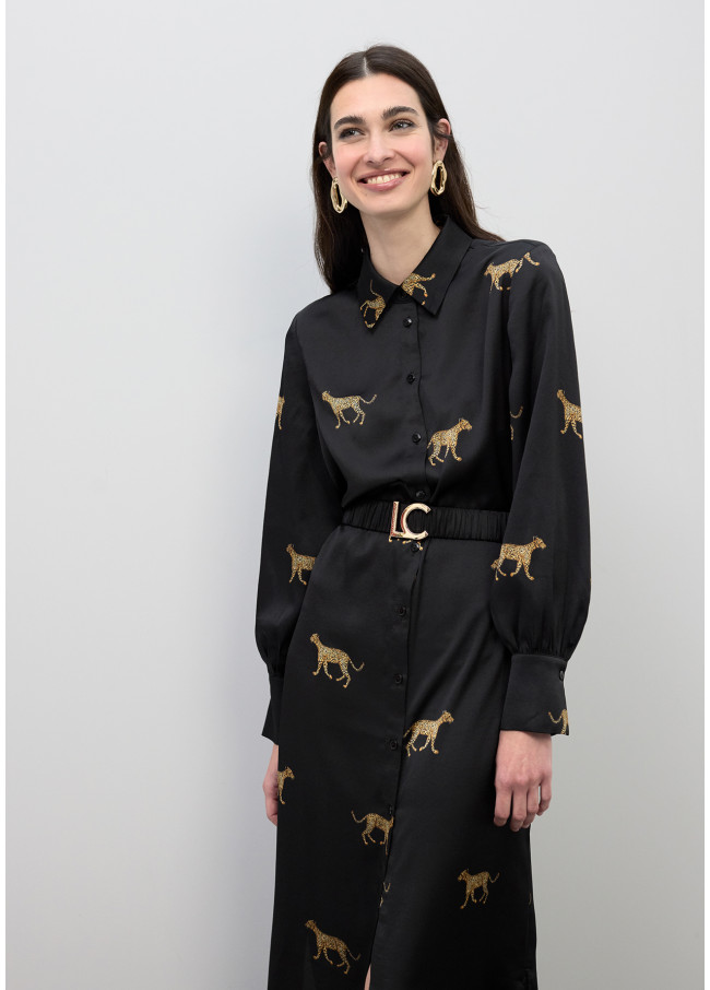 Leopard Print Satin Dress