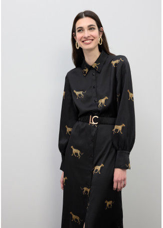 Vestido satinado print leopardo