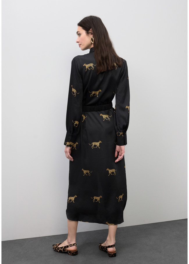 Leopard Print Satin Dress