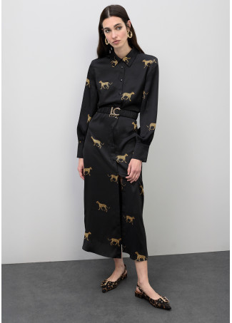 Vestito Satinato Stampa Leopardo