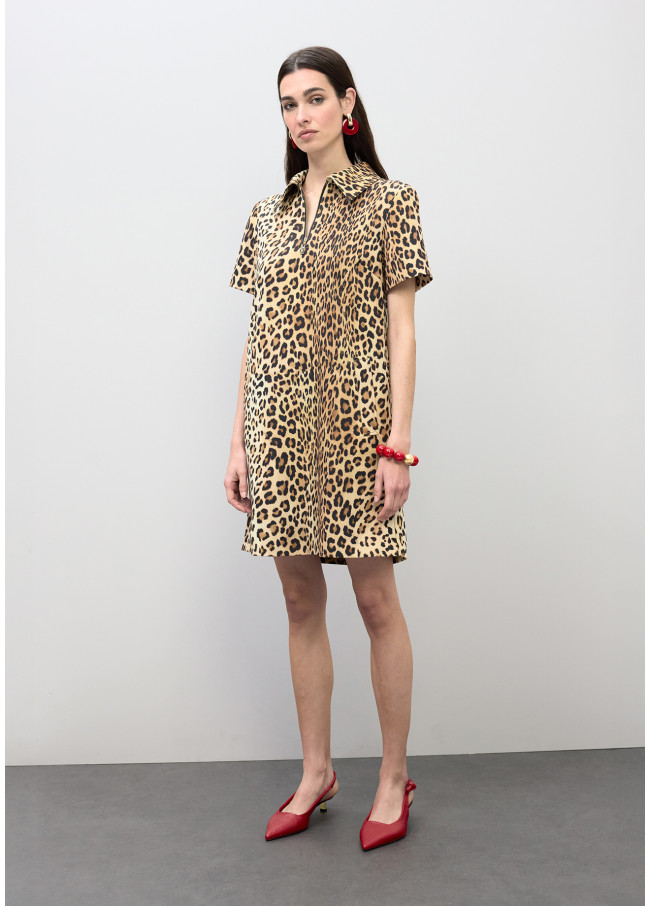 Robe Chemise Courte Imprimé Animal