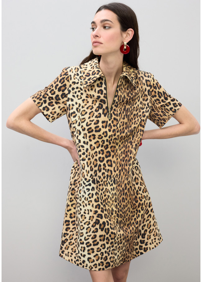Robe Chemise Courte Imprimé Animal