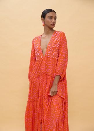 Long Sleeve Printed Maxi Dress