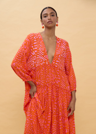 Long Sleeve Printed Maxi Dress