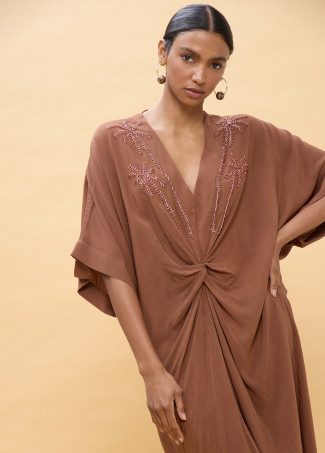 Robe Midi en Lin Nouée