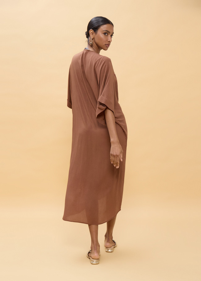 Knotted Linen Midi Dress