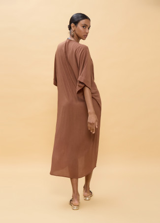 Vestido midi anudado lino