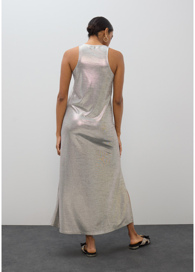 Long Strappy Laminated Dress