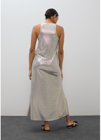 Robe Longue à Bretelles Laminées