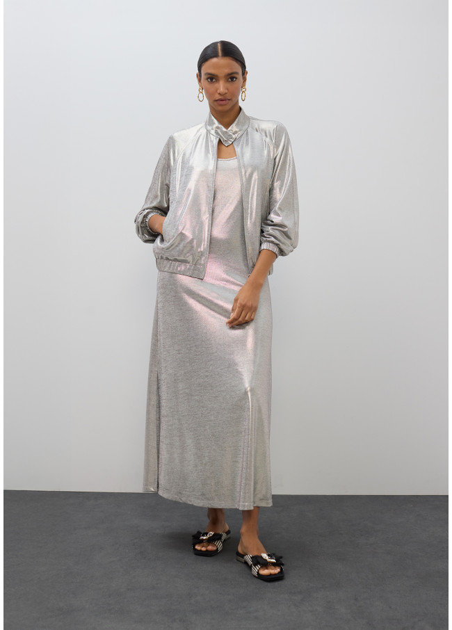 Robe Longue à Bretelles Laminées