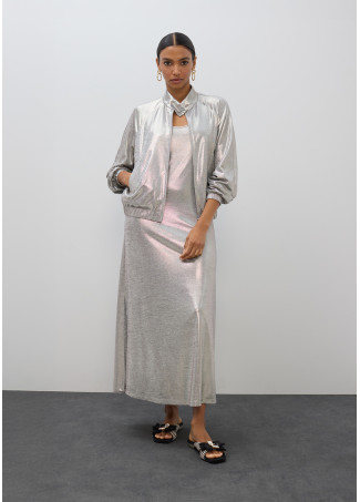 Long Strappy Laminated Dress