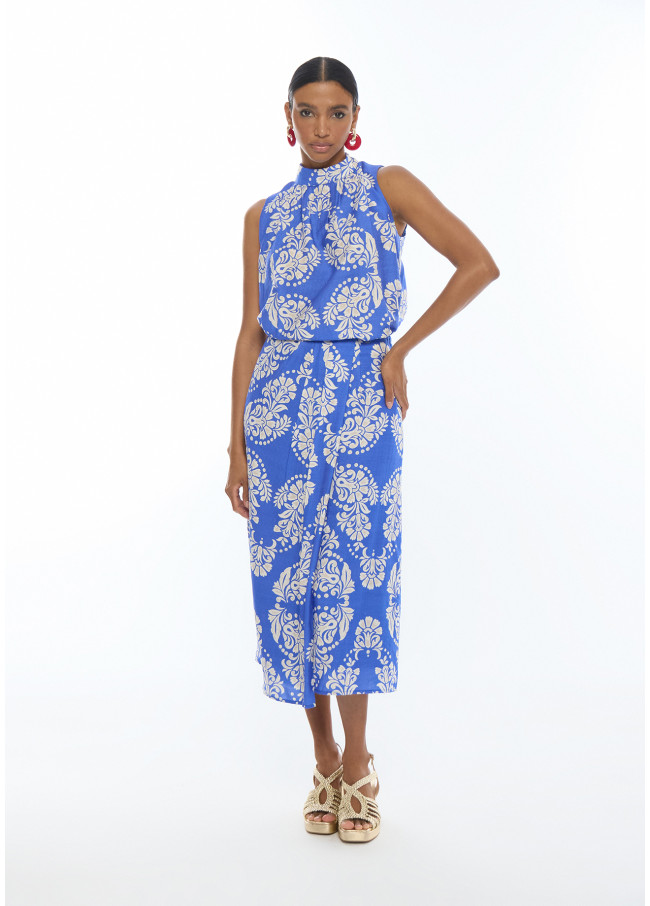 High Neck Paisley Top