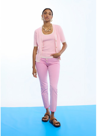 Contrast Pleated Ribbed Top