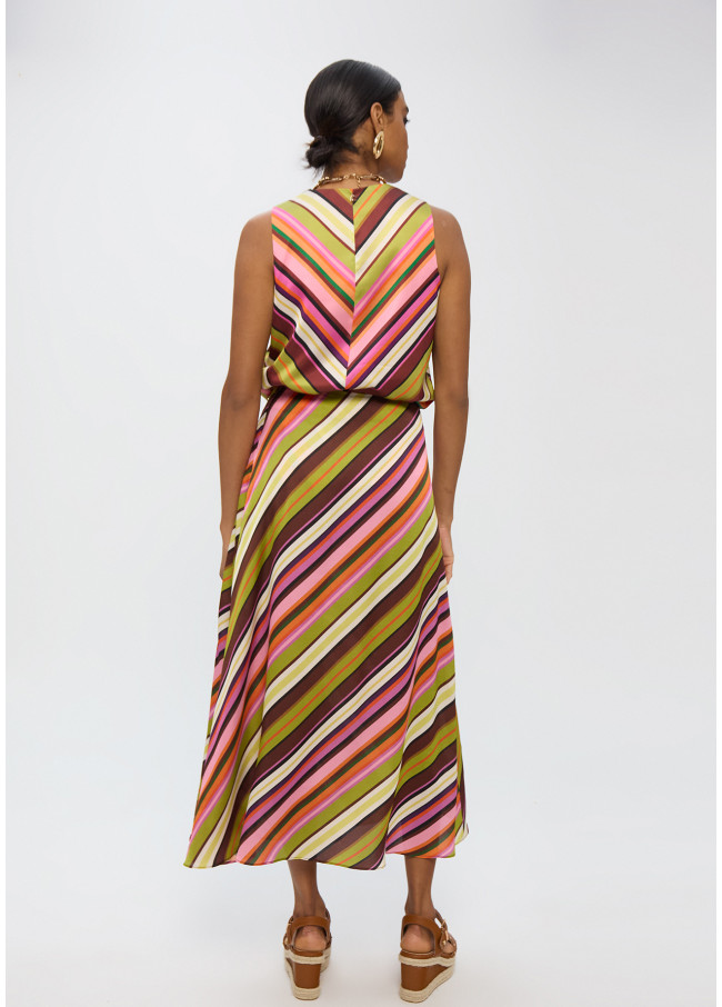 Top escote pico print multirayas