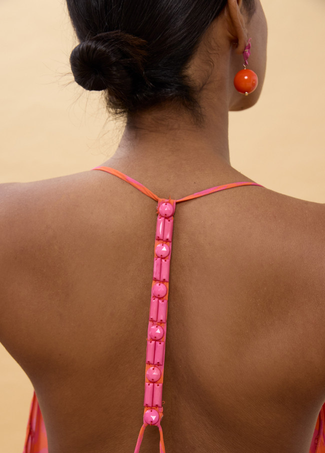 Robe Longue à Fines Bretelles Imprimé Taches