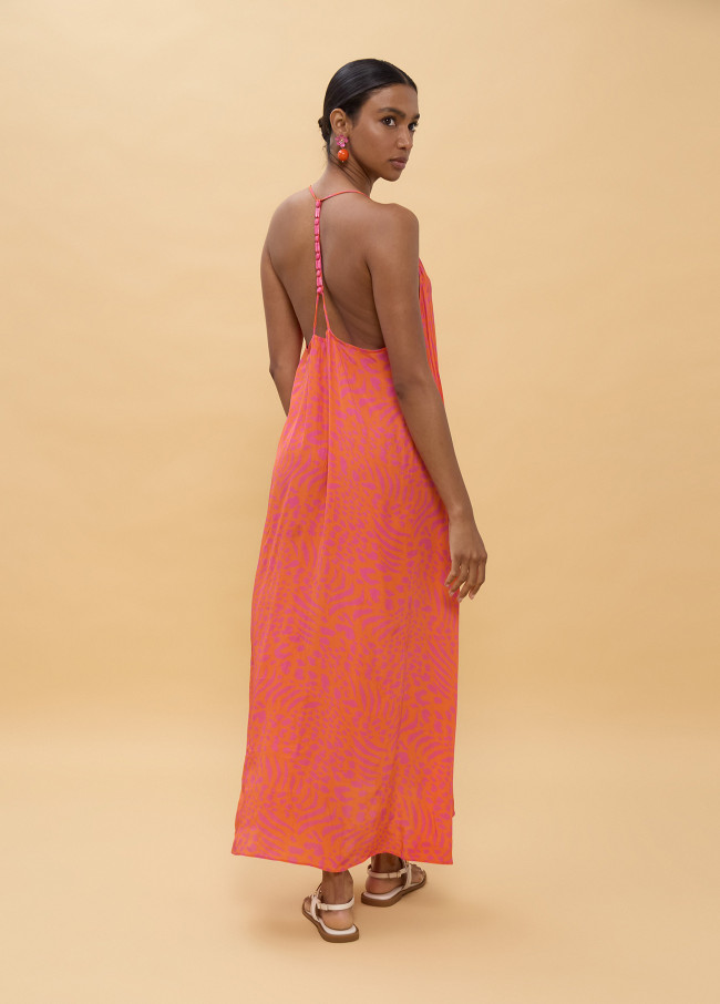 Long Strap Dress with Spot Print