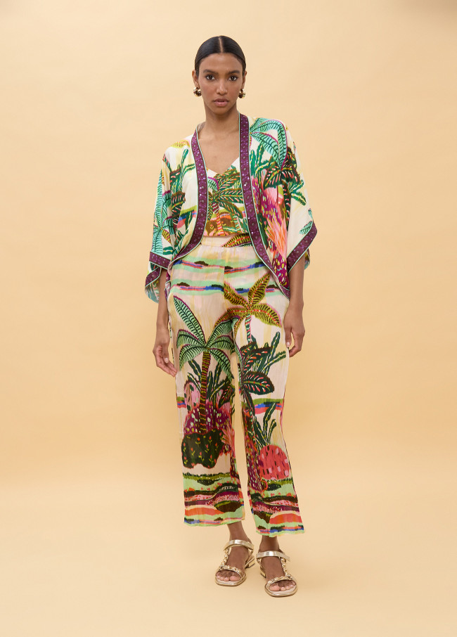 Kimono estampado palmeras multicolor