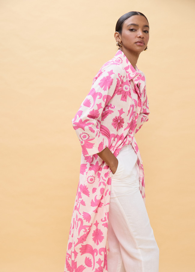 Vestido manga larga estampado flores