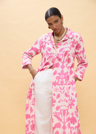 Vestido manga larga estampado flores