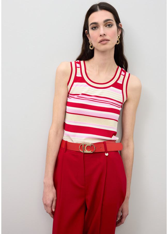 Tricolor Striped Knit Top