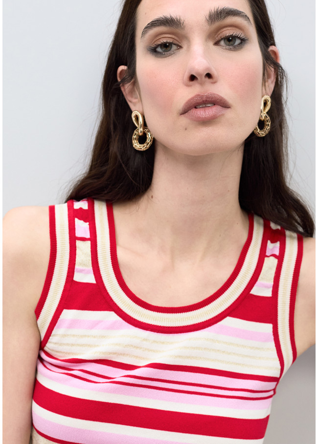 Tricolor Striped Knit Top