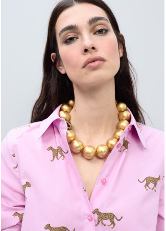 Camisa de popelina estampada de leopardo
