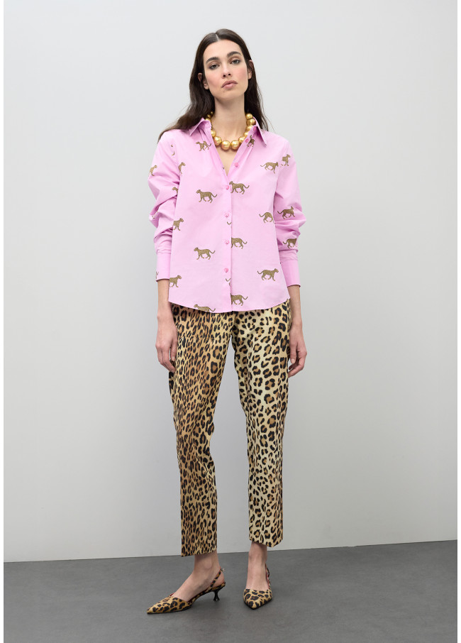 Camisa popelín print leopardo