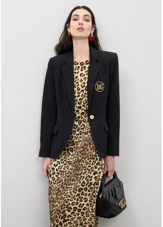 Fitted Midi Dress with Draped Animal Print