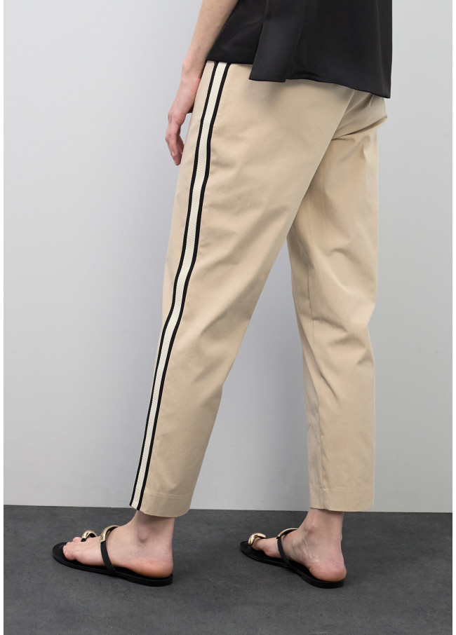 Straight Pants with Side Stripe Tapes