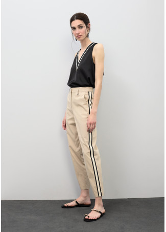 Straight Pants with Side Stripe Tapes