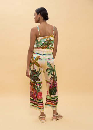 Multicolor Palm Tree Print Pants
