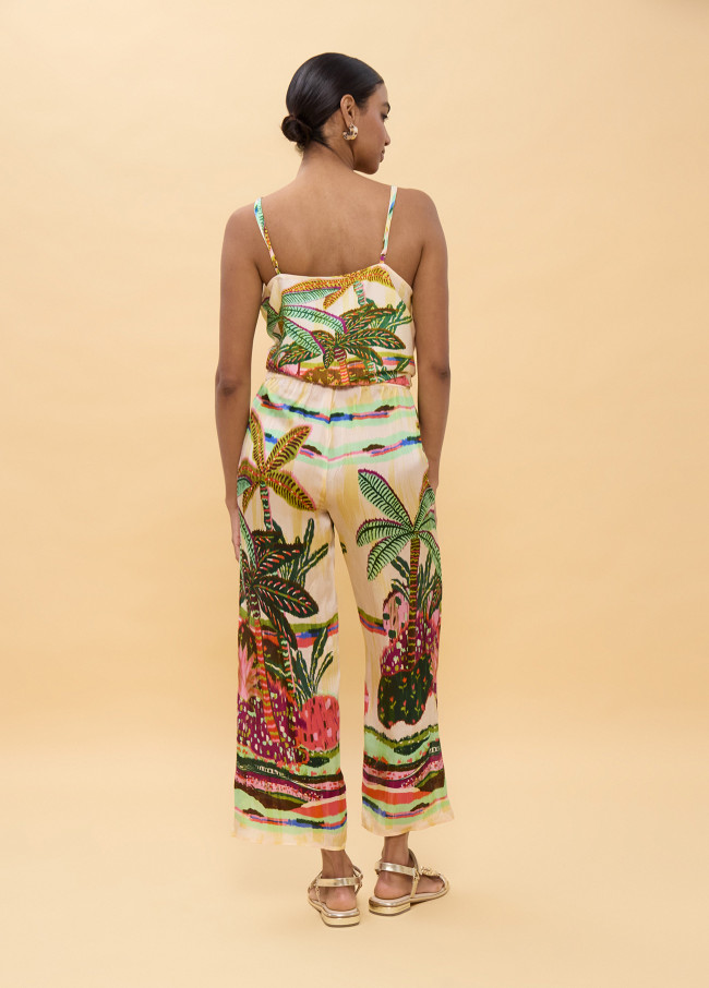 Top Lingerie Imprimé Palmiers Multicolore