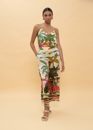 Top Lingerie Imprimé Palmiers Multicolore